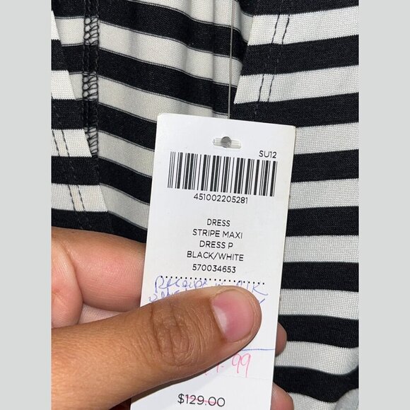 NWTChico's Black & White Striped Sleeveless V-Neck Maxi Dress Women’s Size 1X - Picture 4 of 9